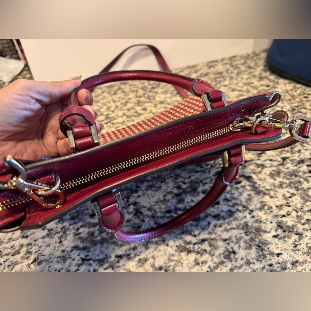 Michael Kors Burgundy Studded Satchel - Picture 5 of 7